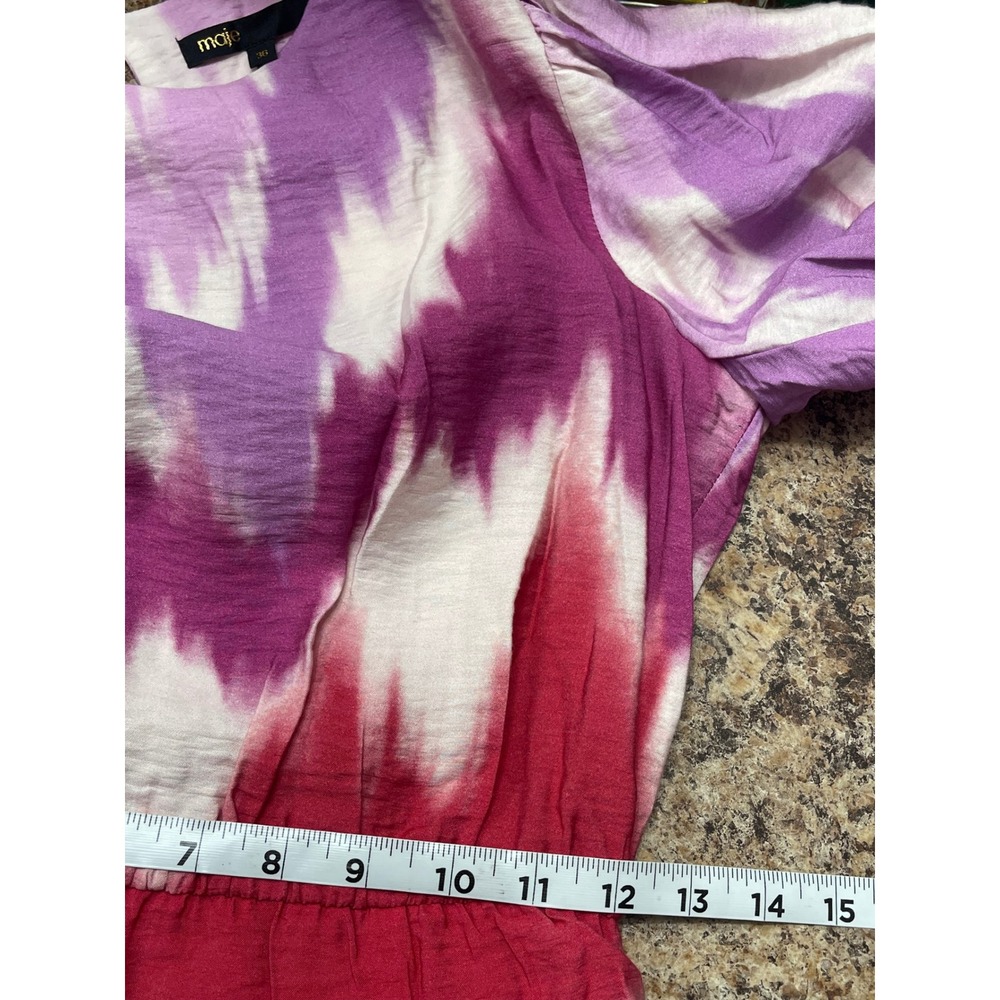 Maje Tie and Dye printed viscose Mini dress in Pink Size 36 / US Size S - Picture 11 of 16